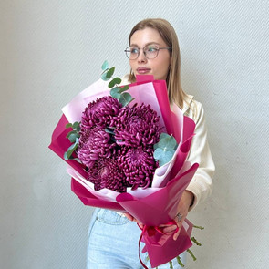 Букет из винных хризантем, 5 шт