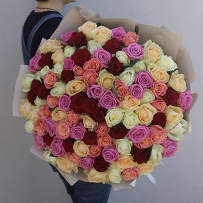 Букет - 101 цветная роза